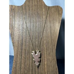 Gilded Jasper Arrowhead Pendant Necklace with 31” chain 2 1/8” Arrowhead